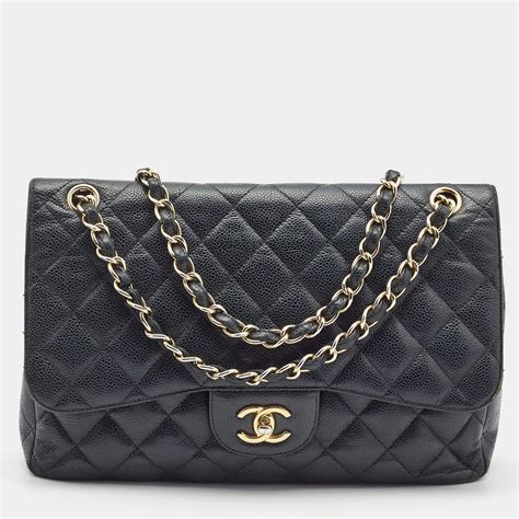 chanel caviar leather jumbo flap bag|CHANEL Caviar Quilted Jumbo Double Flap Black.